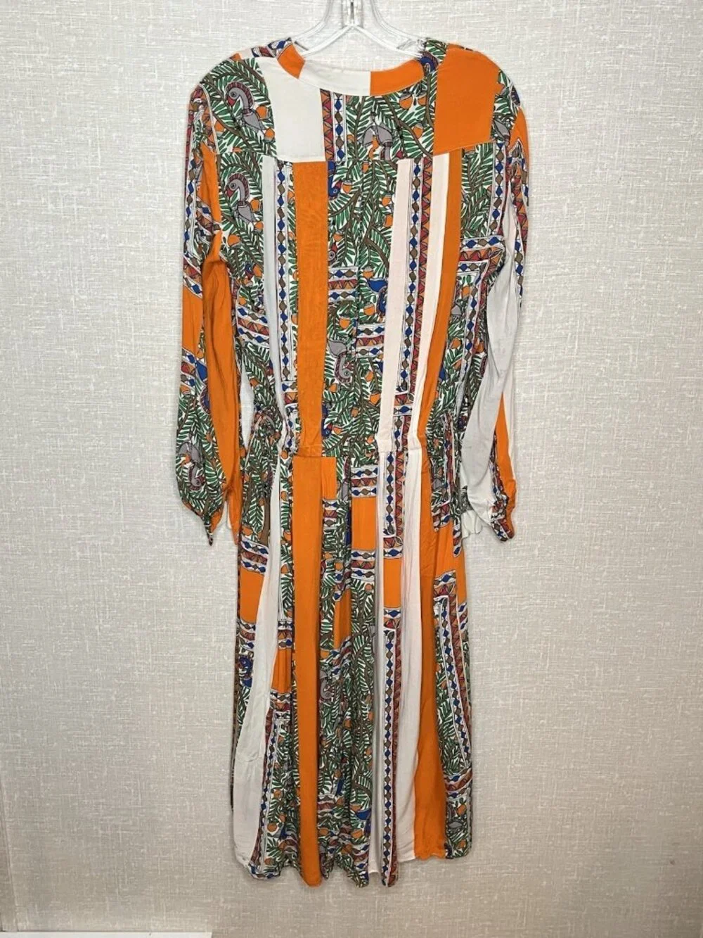 Tory Burch Dress Sz 8 Orange Brd Botanical Prnt Long Sleeve Maxi Boho Resort